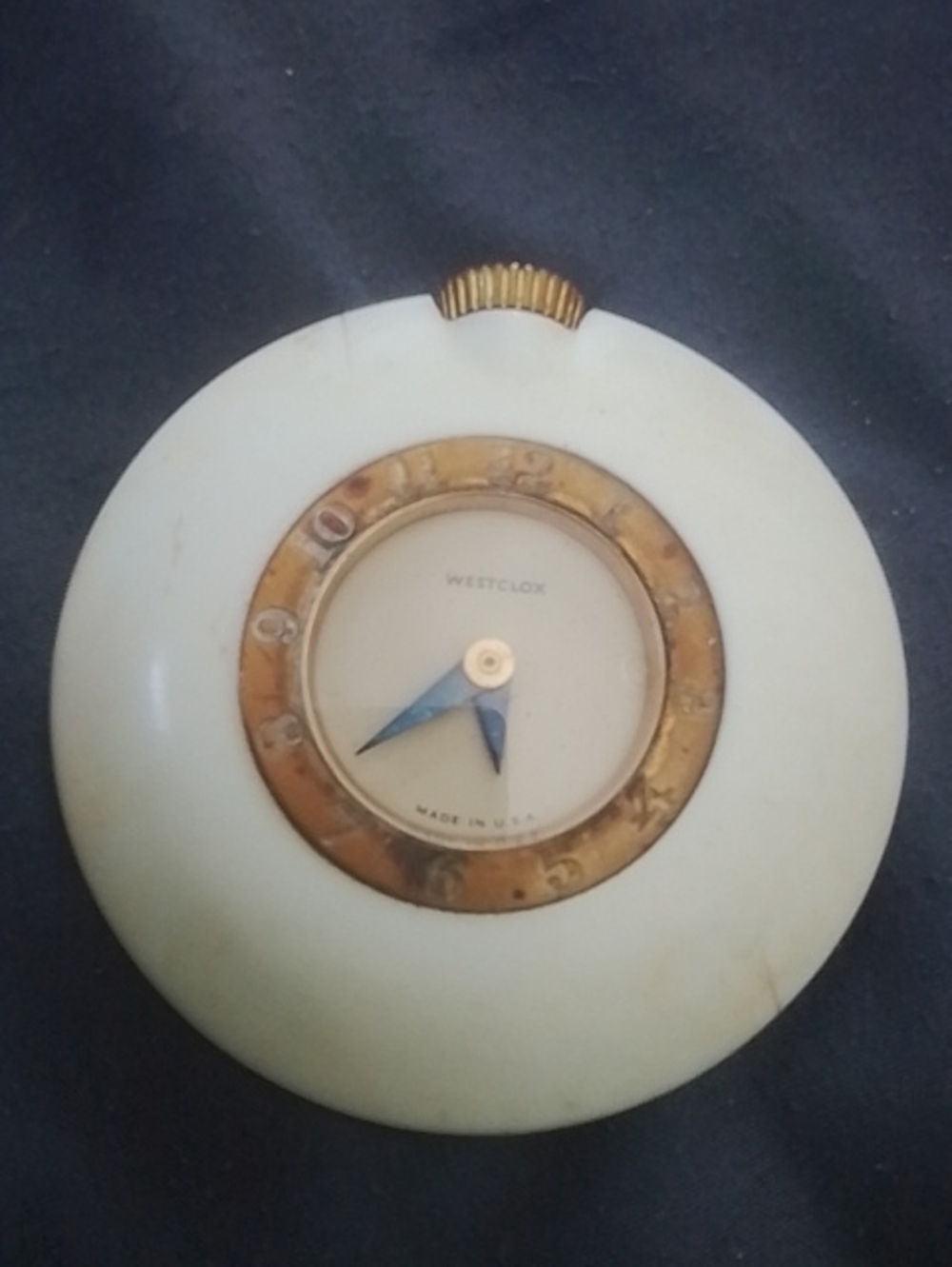 Westclox Men’s Vintage Round Cream Pocket Watch with Gold Accents
